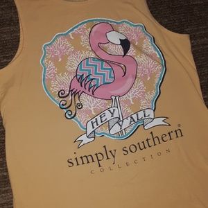 Simply Southern Yellow Top Flamingo "Hey Yall"